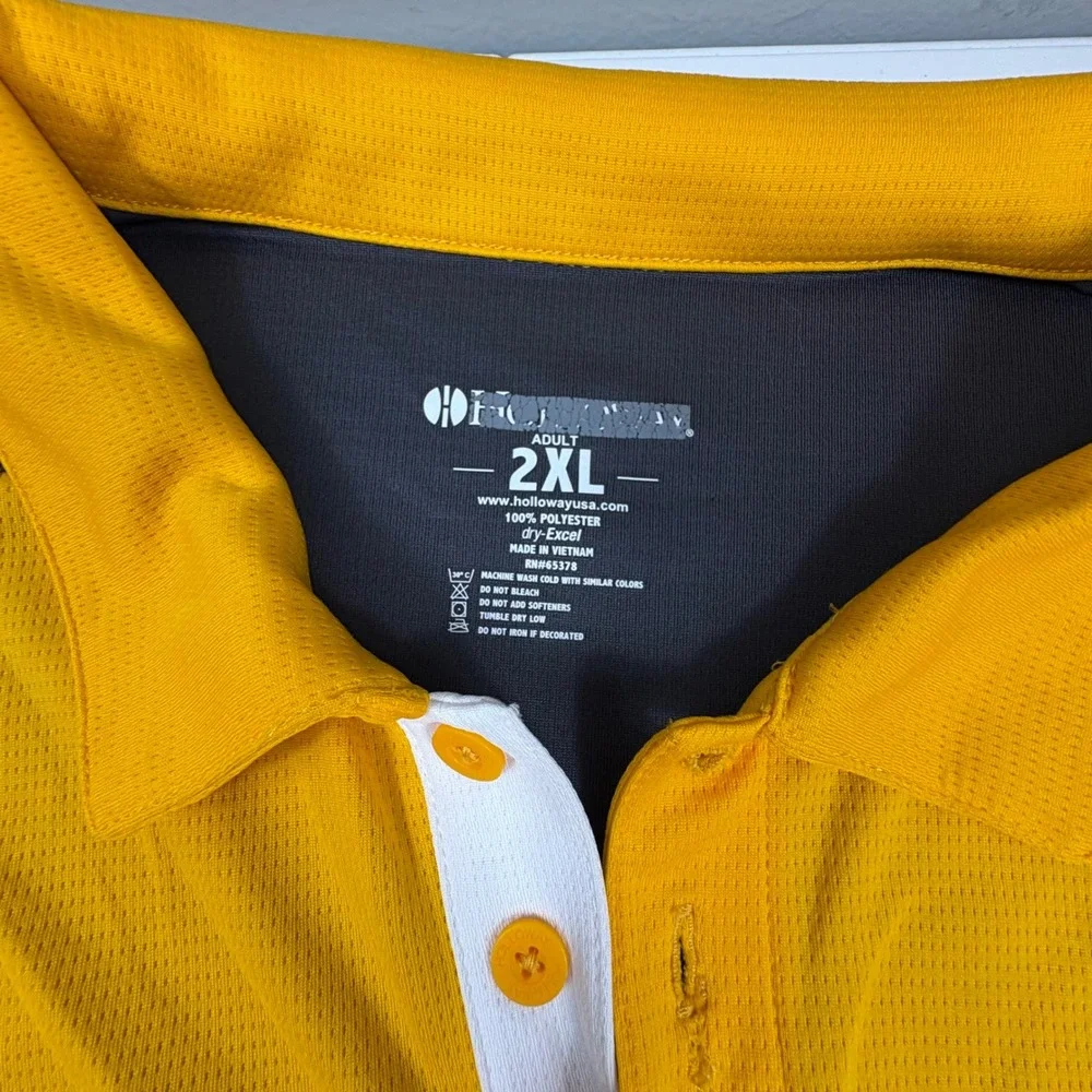 Holloway Dry Excel Performance Polo Yellow Gray Athletic Men's‎ 2XL